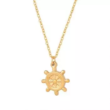 Французское ретро ожерелье с подвеской в виде штурвала из титановой стали 18-каратного золота, королева-мать, универсальная индивидуальность, простая О-цепочка, женская приливная цепь