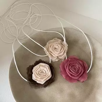 Французское ретро-тканевое цветочное ожерелье, женский нишевый дизайн, индивидуальность, простая и элегантная, высококачественная универсальная цепочка на шею, цепочка на ключицу