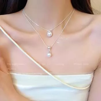 Французское ретро жемчужное ожерелье - элегантный, простой, высококачественный дизайн ключицы X1529 серебряный