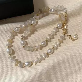 Французское ретро жемчужное ожерелье с бусинами женское легкое роскошное высококлассное чувство элегантности индивидуальность модная цепочка на шею ключичная цепочка