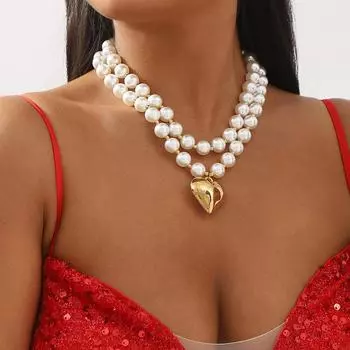 Французское романтическое маленькое ароматное двойное жемчужное трехмерное любовное ожерелье, милое, крутое, модное, роскошное ожерелье. золотой