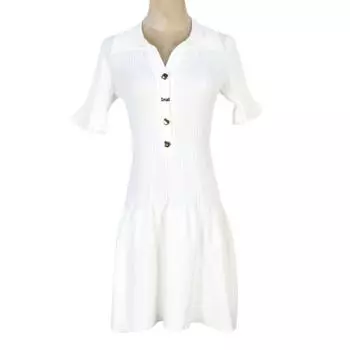 Французское розовое А-силуэтное платье с V-образным вырезом и юбкой «рыбий хвост» и рукавами с оборками Medium