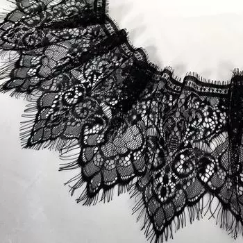 Французское широкое кружево с ресницами, черное кружево, кружевная ткань, женская одежда, подол, кружевной материал «сделай сам», кружево
