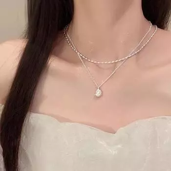 Французское ультратонкое двухслойное ожерелье из жемчуга, небольшой аромат, легкая роскошь, цепочка на ключицу Niche, цепочка на шею Fashion Temperament