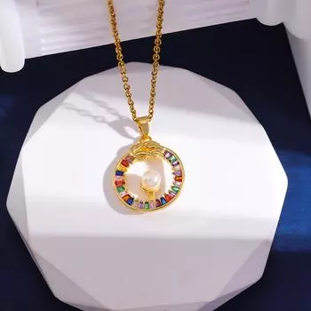 Французское винтажное медное солнце новое ожерелье высокого класса нишевая ключичная цепочка мужское и женское микроцирконовое инкрустированное ожерелье ювелирное украшение подарок