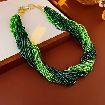 Французское винтажное многослойное ожерелье из рисовых бусин в обертке. Модное и персонализированное ожерелье-цепочка с воротником. Роскошное и высококачественное украшение для ожерелья.