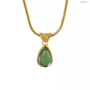 Французское винтажное оливково-зеленое, синее ожерелье с подвеской в форме капли, женское модное дизайнерское ожерелье для влюбленных, ювелирное изделие, подарок