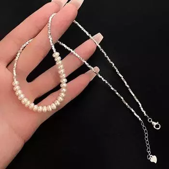 Французское винтажное жемчужное ожерелье с несколькими парами сращенных цепочек для воротника, легкая роскошь и мода