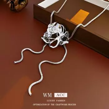 Французское выдолбленное металлическое ожерелье с цветком в прохладном и преувеличенном стиле, цепочка на ключицу, ниша и высококачественное украшение ожерелья 1#