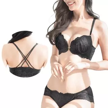 Frande Lingerie Bra and Panty Set your Comfortable front hook and sexy back reveal for a secure top and bottom D75 Front-Hook [Enhance cleavage! fit!]