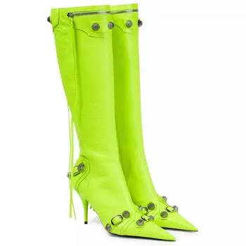 Frauen Высокие каблуки Stiefel Frau Spitz Туфли на шпильке Knie Hohe Stiefel Сексуальные туфли Damen Niet в стиле ретро Pumpen 2022 Neue Botas femininas 43 белый