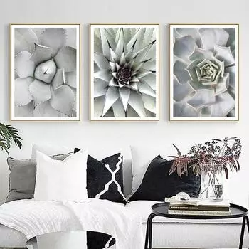 Freash сочное зеленое растение, украшение для столовой, холст, картина, современное растение, украшение для отеля, дома, подвесное настенное искусство, Париж 21*30cm