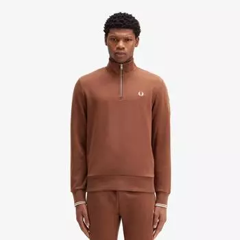 Fred Perry [baseline] Half Zip Sweatshirt Whiskey Brown Afpm2433574 W52 M
