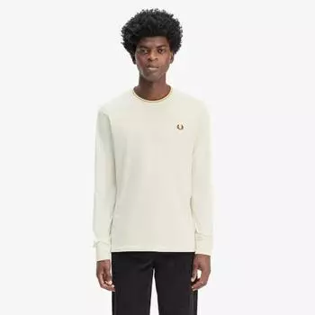 Fred Perry [baseline] Long Sleeve Twin Tip Tee Ecru Honeycomb Marmalade Afpm2439602 X01 M