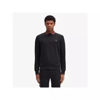 Fred Perry [базовый] Толстовка с круглым вырезом, черная Afpm2437535 X56 qzgAfpm2437535 X56 M