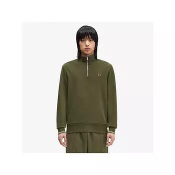 Fred Perry [базовый] Толстовка с застежкой-молнией на половину длины, цвет охотничий зеленый Afpm2433574 W92 qzgAfpm2433574 W92 M