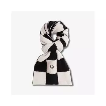 Fred Perry Checkerboard Lambswool Scarf Ecru Cfpu2438155 560 Free