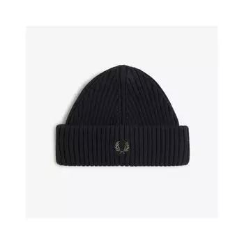 Fred Perry Cotton Lip Beanie Black Cfpu2438148 102 Free