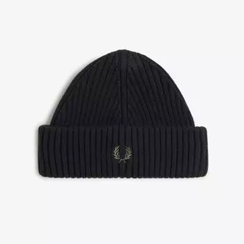 Fred Perry Cotton Rip Beanie Black Cfpu2438148 102 Free