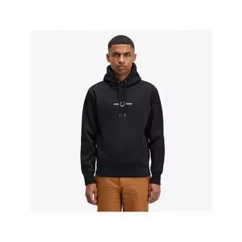 Fred Perry Embroided Hoodie Sweatshirt Black Afpm2434728 184 L