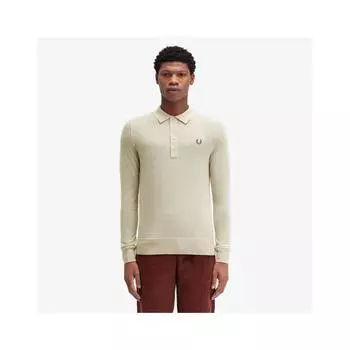 Fred Perry Fine Knit Long Sleeve Shirt Oatmeal Afpm2438534 691 M