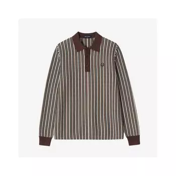 Fred Perry Fine Stripe Knit Shirt Carrington Roadbrick Afpm2417603 U53 M