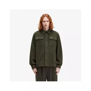 Fred Perry Fleece Overshirt Hunting Green Afpm2438724 601 M