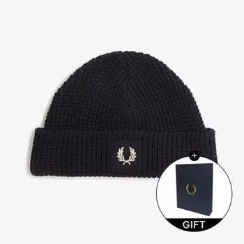 Fred Perry [gift Wrapping] Patch Brand Waffle Knit Beanie T03 Cfpu2336134 T03 Free