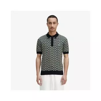 Fred Perry Glitch Checkerboard Knit Shirt Afpm2336514 R70 M
