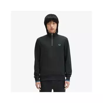 Fred Perry Half Zip Sweatshirt Night Green Afpm2433574 W64 L