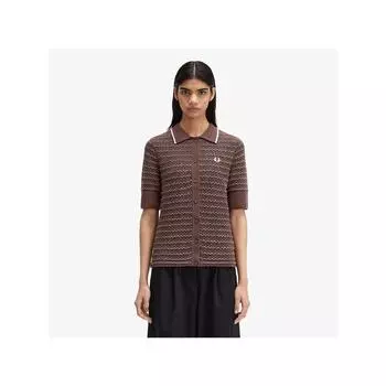 Fred Perry [headquarters Genuine] Fred Perry [женская] трикотажная рубашка из жаккардовой пряжи букле U53 Afpf2438112 U53 qzgAfpf2438112 U53 S