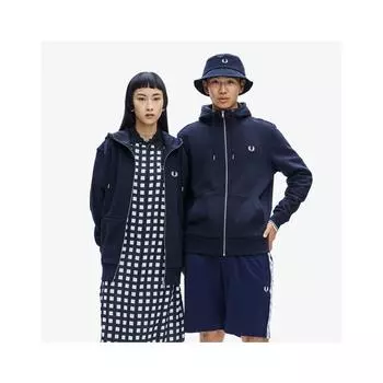 Fred Perry Hooded Zip Through Sweatshirt Navy Afpm2437536 795 L