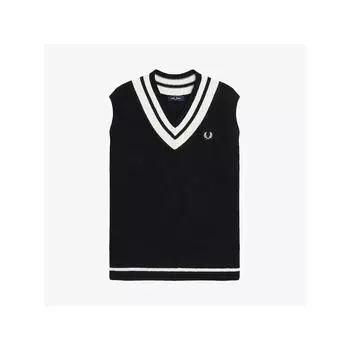Fred Perry [hq Genuine] Fred Perry [sharp] Жилет с V-образным вырезом и полосатым подолом 102 Afpm231k540 102 qzgAfpm231k540 102 M