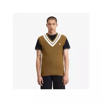 Fred Perry [hq Genuine] Fred Perry [sharp] Жилет с V-образным вырезом и полосатой отделкой P96 Afpm2416524 P96 qzgAfpm2416524 P96 S