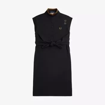 Fred Perry [Эми Уайнхаус] Платье из пике с завязкой спереди, черное Afpf2417114 102 M