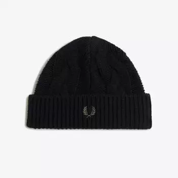 Fred Perry Lambswool Cable Beanie Black Cfpu2438135 102 Free
