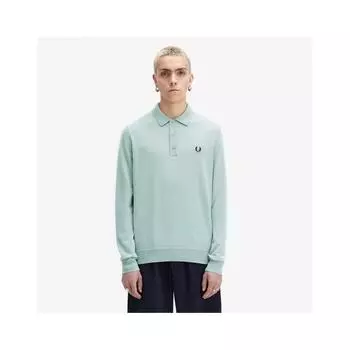 Fred Perry Long Sleeve Classic Knit Shirt Silver Blue Afpm2434535 959 S