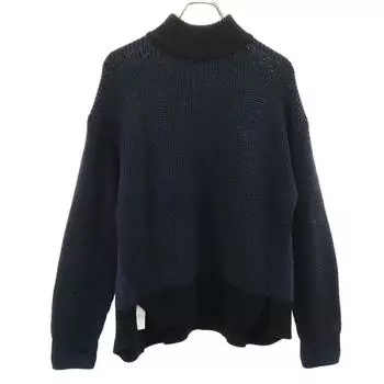 FRED PERRY Long sleeve sweater UK10 Navy knit Women Used