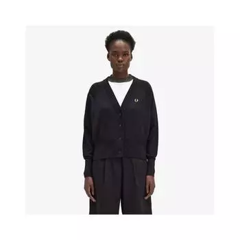 Fred Perry Merino Wool V Neck Cardigan Black Afpf2434121 184 XS