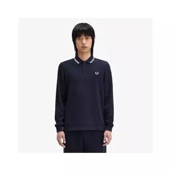 Fred Perry Рубашка Fred Perry с длинным рукавом Twin Tip темно-синяя белая Afpm2433636 238 M