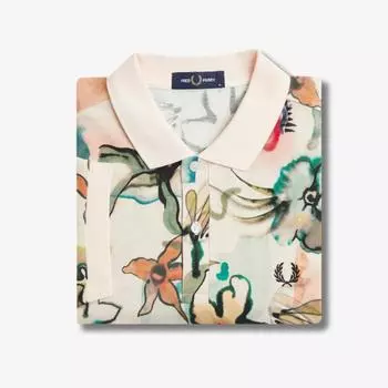 Fred Perry [sharp] Floral Print Polo Shirt Silky Peach Afpm2417792 R33 M
