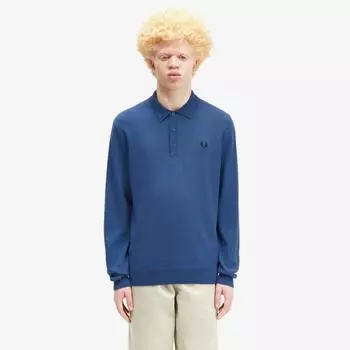 Fred Perry [sharp] Long Sleeve Classic Knit Shirt Midnight Green Afpm2434535 963 S