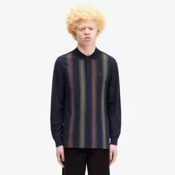 Fred Perry [sharp] Ombre Striped Long Sleeve Polo Shirt Navy Afpm2438685 608 M