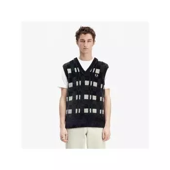 Fred Perry [sharp] Textured Checkerboard Vest Black Afpm2438568 102 qzgAfpm2438568 102 L