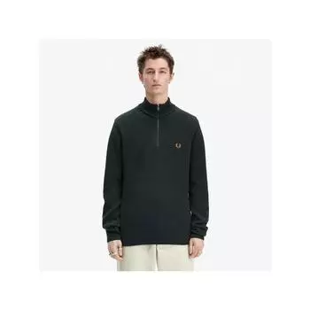 Fred Perry [sharp] Textured Half Zip Knit Night Green Afpm2436540 Q20 qzgAfpm2436540 Q20 M