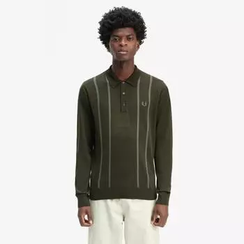 Fred Perry [sharp] Трикотажная рубашка с вертикальными полосками, охотничий зеленый цвет Afpm2436537 408 S