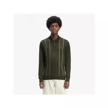 Fred Perry [sharp] Vertical Stripe Knit Shirt Hunting Green Afpm2436537 408 qzgAfpm2436537 408 S