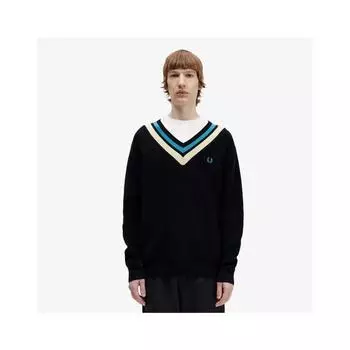 Fred Perry Strappy Trim V Neck Knit Afpm2336523 102 S