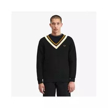 Fred Perry Stripe Trim V-образный вырез вязанный 198 Afpm2416523 198 M