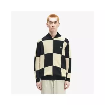 Fred Perry Textured Checkerboard Cardigan Black Afpm2438554 102 M
